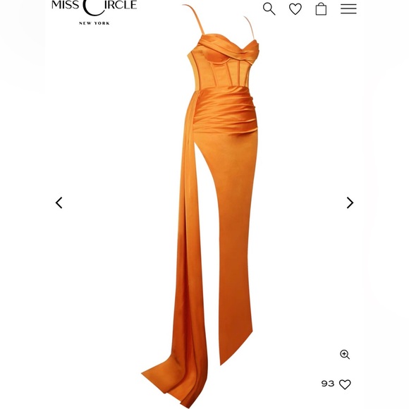 Elayna Orange Strappy Satin Corset High Slit Gown - Picture 6 of 10